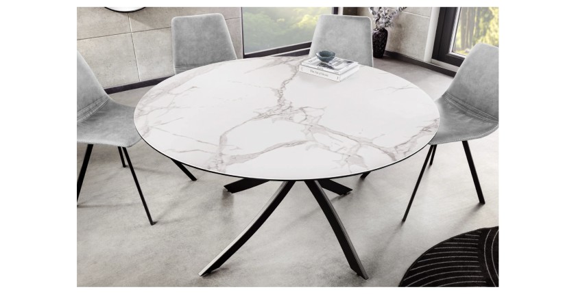 Table ronde ARAVIS 120cm blanche vue de haut