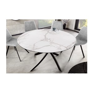Table ronde ARAVIS 120cm blanche vue de haut