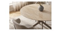 Zoom sur la table ronde ARAVIS 120cm beige