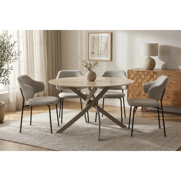 Table ronde ARAVIS 120cm beige vue de face