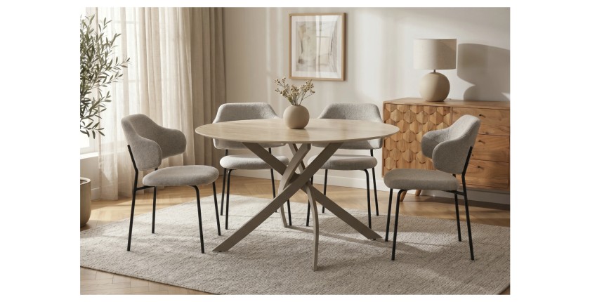 Table ronde ARAVIS 120cm beige vue de face