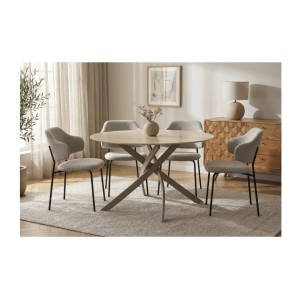 Table ronde ARAVIS 120cm beige vue de face