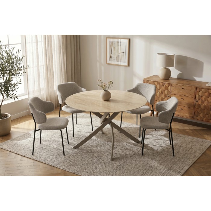 Table ronde ARAVIS 120cm beige mise en situation