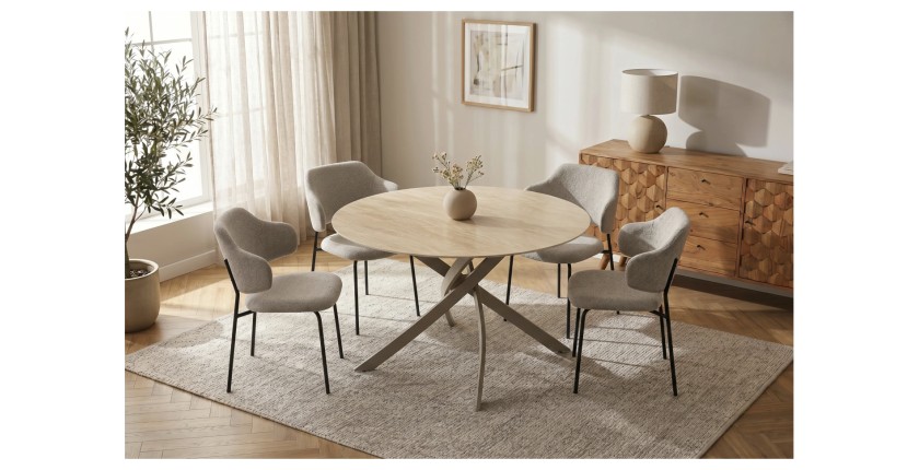 Table ronde ARAVIS 120cm beige mise en situation