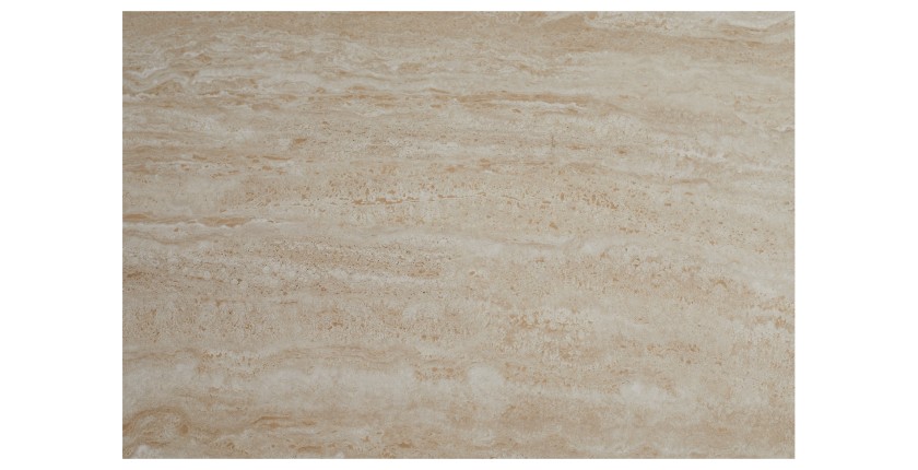 Zoom sur le plateau de la table ronde ARAVIS 120cm beige