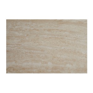 Zoom sur le plateau de la table ronde ARAVIS 120cm beige