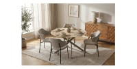 Table ronde ARAVIS 120cm beige vue de haut en situation