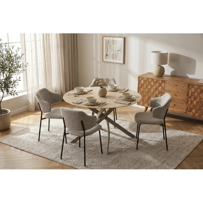 Table ronde ARAVIS 120cm beige vue de haut en situation