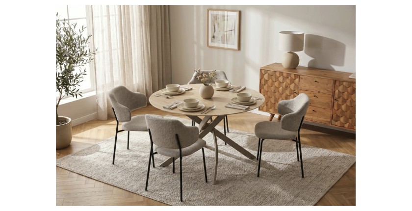 Table ronde ARAVIS 120cm beige vue de haut en situation