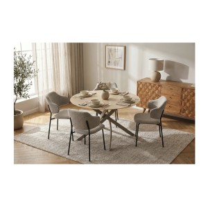 Table ronde ARAVIS 120cm beige vue de haut en situation