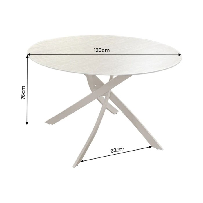 Table ronde ARAVIS 120cm beige dimensions