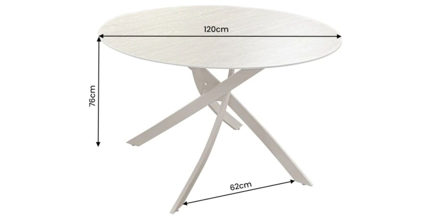 Table ronde ARAVIS 120cm beige dimensions