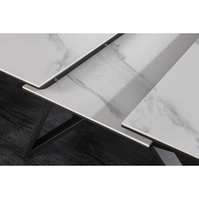 Zoom sur le système d'extension de la table extensible 160-200cm LIXOR blanche