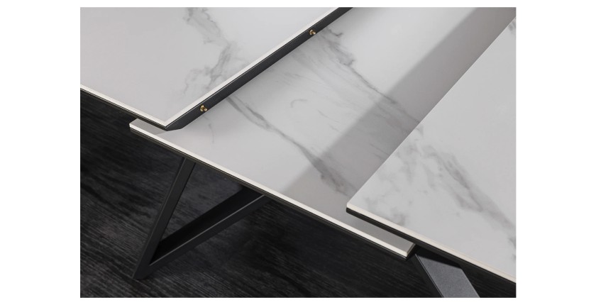 Zoom sur le système d'extension de la table extensible 160-200cm LIXOR blanche