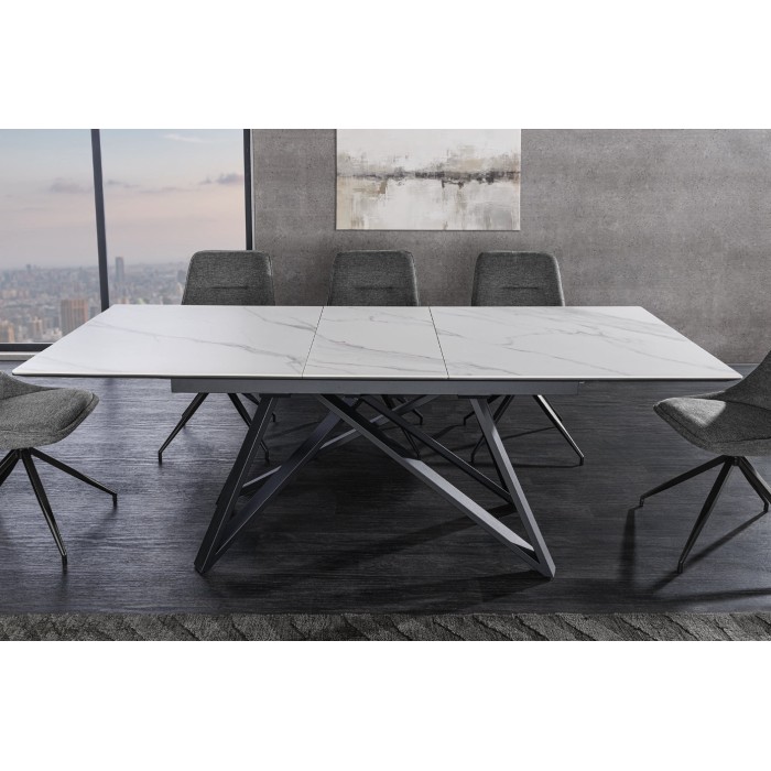 Table extensible 160-200cm LIXOR blanche vue de face
