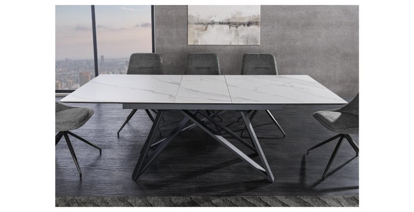 Table extensible 160-200cm LIXOR blanche vue de face