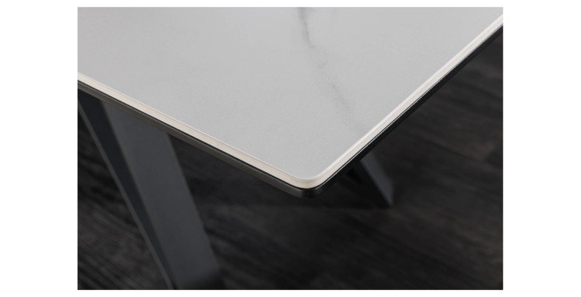 Zoom sur le coin de la table extensible 160-200cm LIXOR blanche