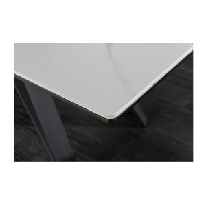 Zoom sur le coin de la table extensible 160-200cm LIXOR blanche