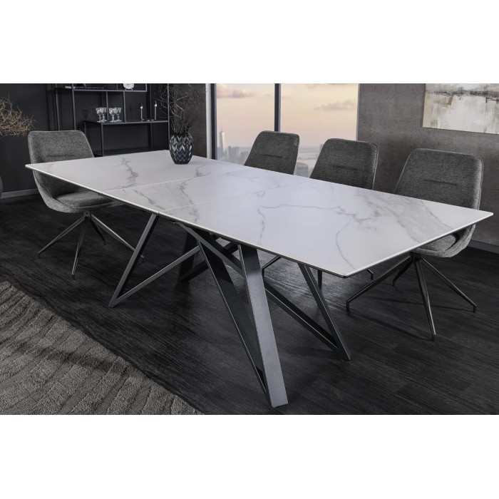 Table extensible 160-200cm LIXOR blanche dans un décor 3D