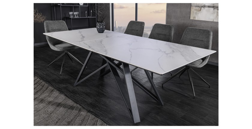 Table extensible 160-200cm LIXOR blanche dans un décor 3D