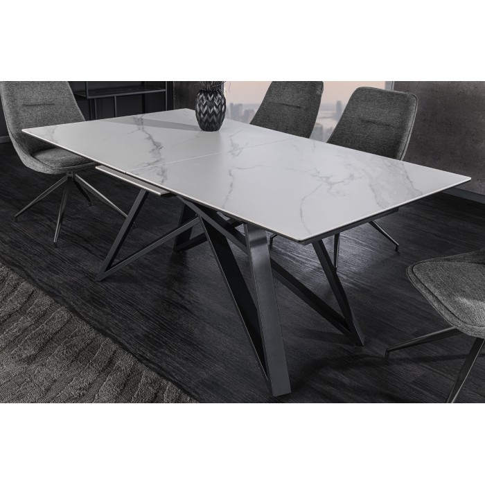 Table extensible 160-200cm LIXOR blanche mise en situation