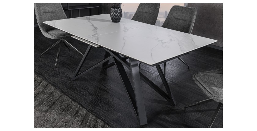 Table extensible 160-200cm LIXOR blanche mise en situation