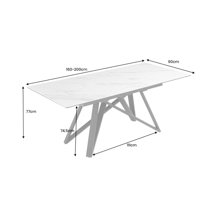 Table extensible 160-200cm LIXOR blanche dimensions