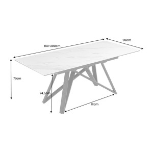 Table extensible 160-200cm LIXOR blanche dimensions