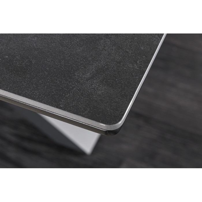 Tavolo da pranzo allungabile LITHOS 160-200 cm – Ceramica grigio grafite e gambe a stella design