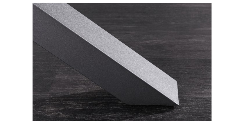 Mesa de comedor extensible LITHOS 160-200 cm – Cerámica gris grafito y base con diseño estrellado