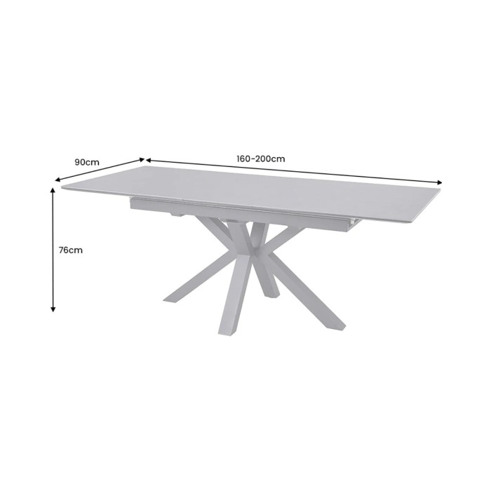 Tavolo da pranzo allungabile LITHOS 160-200 cm – Ceramica grigio grafite e gambe a stella design