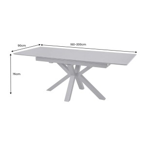 Tavolo da pranzo allungabile LITHOS 160-200 cm – Ceramica grigio grafite e gambe a stella design