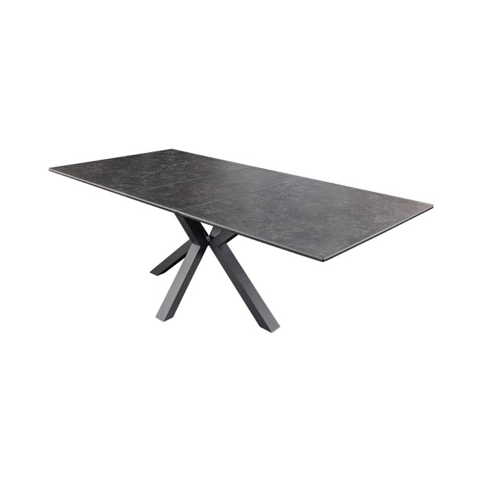 Tavolo da pranzo allungabile LITHOS 160-200 cm – Ceramica grigio grafite e gambe a stella design