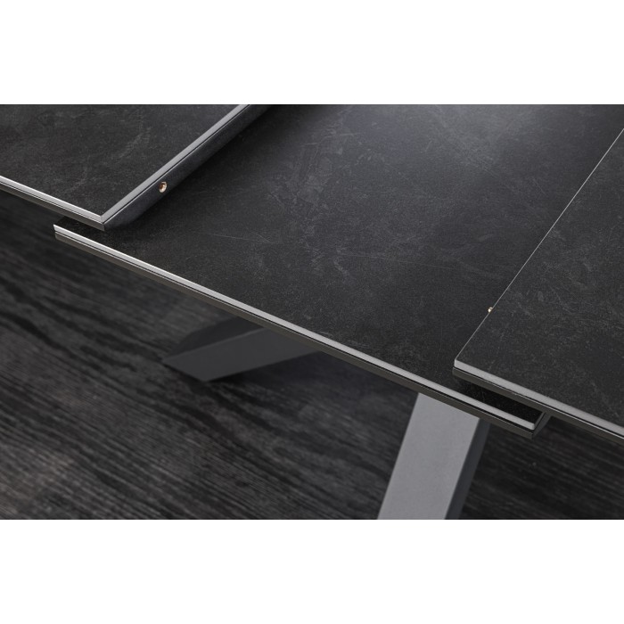 Tavolo da pranzo allungabile LITHOS 160-200 cm – Ceramica grigio grafite e gambe a stella design