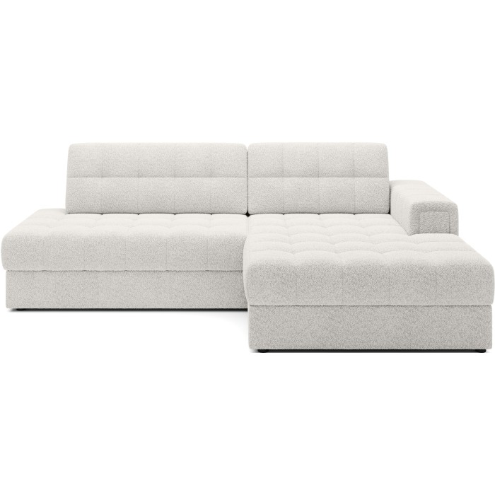 Canapé d’angle convertible CUBITO blanc 240 cm avec coffre de rangement angle droit 