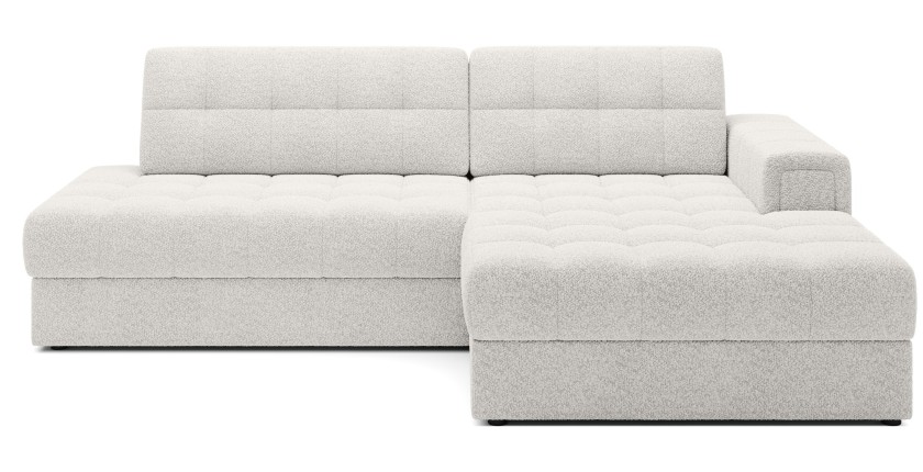Canapé d’angle convertible CUBITO blanc 240 cm avec coffre de rangement angle droit 