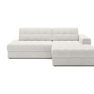 Canapé d’angle convertible CUBITO blanc 240 cm avec coffre de rangement angle droit 