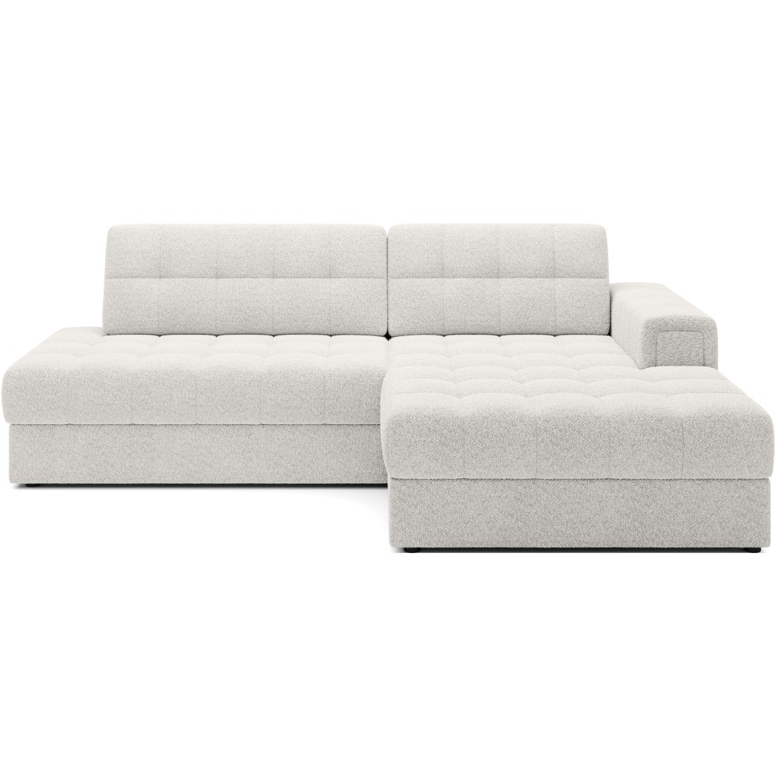 Canapé d’angle convertible CUBITO blanc 240 cm avec coffre de rangement angle droit 