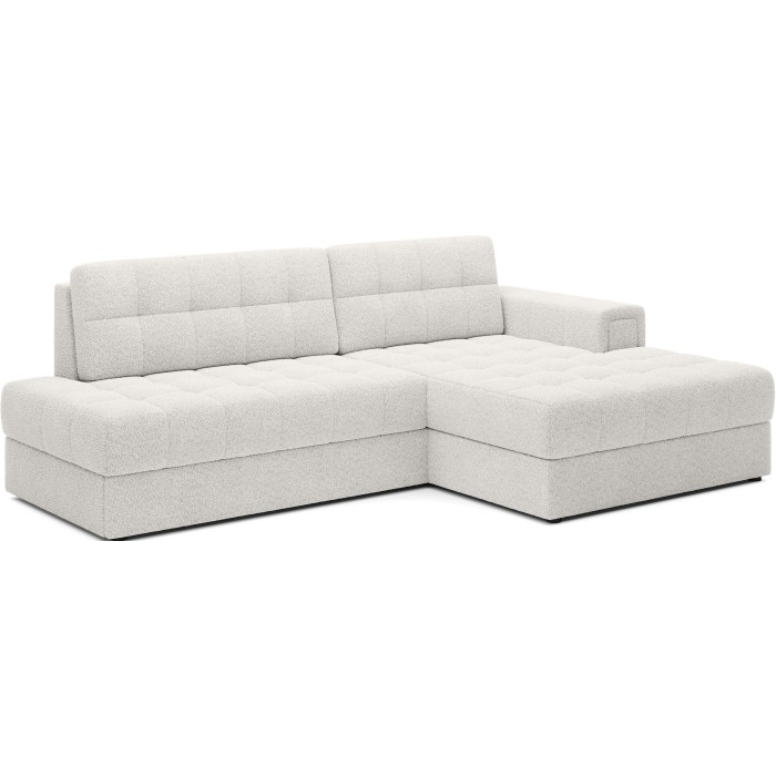Canapé d’angle convertible CUBITO blanc 240 cm avec coffre de rangement angle droit 