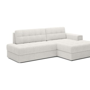 Canapé d’angle convertible CUBITO blanc 240 cm avec coffre de rangement angle droit 