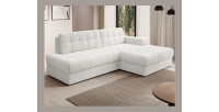 Canapé d’angle convertible CUBITO blanc 240 cm avec coffre de rangement angle droit 