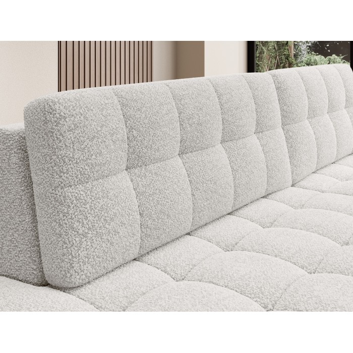 Canapé d’angle convertible CUBITO blanc 240 cm avec coffre de rangement angle droit 