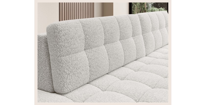 Canapé d’angle convertible CUBITO blanc 240 cm avec coffre de rangement angle droit 