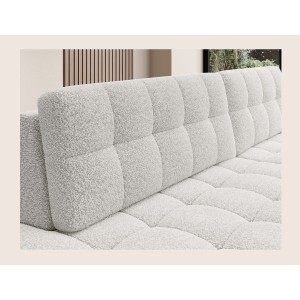 Canapé d’angle convertible CUBITO blanc 240 cm avec coffre de rangement angle droit 