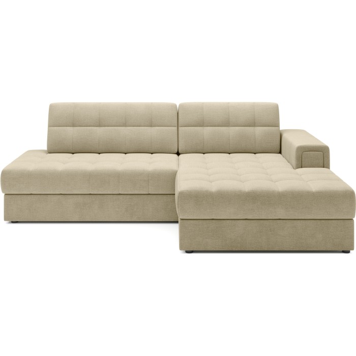 Canapé d’angle convertible CUBITO beige 240 cm avec coffre et couchage 
