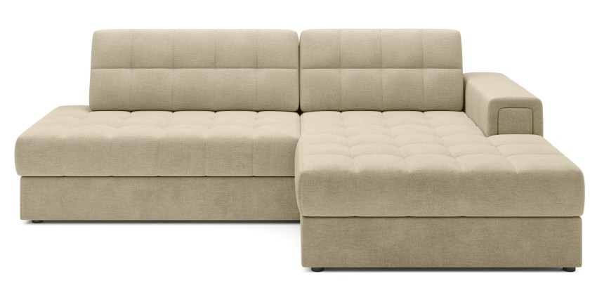 Canapé d’angle convertible CUBITO beige 240 cm avec coffre et couchage 