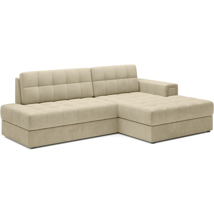 Canapé d’angle convertible CUBITO beige 240 cm avec coffre et couchage 