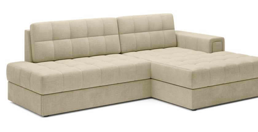 Canapé d’angle convertible CUBITO beige 240 cm avec coffre et couchage 