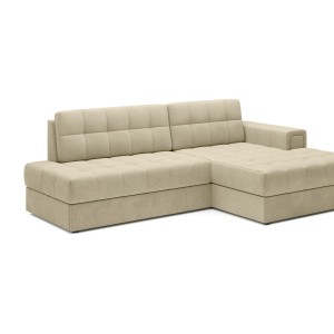 Canapé d’angle convertible CUBITO beige 240 cm avec coffre et couchage 