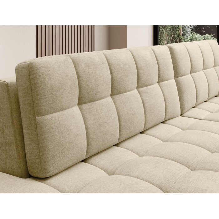 Canapé d’angle convertible CUBITO beige 240 cm avec coffre et couchage 
